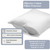 A white Pillowtex Cotton Pillow Protector with a visible zipper partially open, revealing the inner pillow. Features include machine washability, 100% cotton percale fabric, and a rustproof zipper. Sizes available are Standard (20 x 26 inches), Jumbo (20 x 28 inches), Queen (20 x 30 inches), and King (20 x 36 inches).