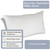 Image of a white pillow with text overlays describing product features from Down Etc. The Down Etc. Decorative Pillow Insert | Rectangle is presented against a white background. Key details include being machine washable and tumble dry safe, having a 100% cotton cover, and various sizes available.



