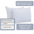 Two white Beautyrest Won't Go Flat Pillows with medium support, hypoallergenic features, icons indicating they are machine washable and made of polyester fibers, available in standard and king sizes.