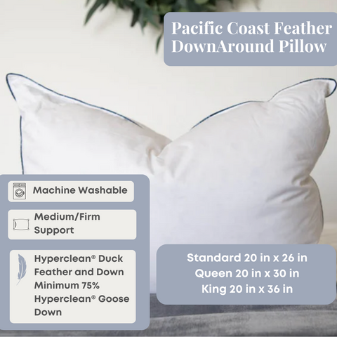 This round pillow is made with Pacific Coast Feather DownAround Pillow, from Pacific Coast Feather Company, featuring dual-chamber construction for ultimate comfort.