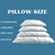 Four Carpenter Co. Beyond Down Synthetic Bed Pillows are stacked on a blue background, each labeled by size—Standard 20x26, Jumbo 20x28, Queen 20x30, King 20x36—ideal for back and stomach sleepers. "Pillow Size" appears above.