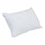 A rectangular white La-Z-Boy Fiber Density Pillow with smooth fabric lies flat on a plain white background. A small blue and white tag is visible at the top left corner, and the pillow looks soft, plush, and free from any patterns or embellishments.