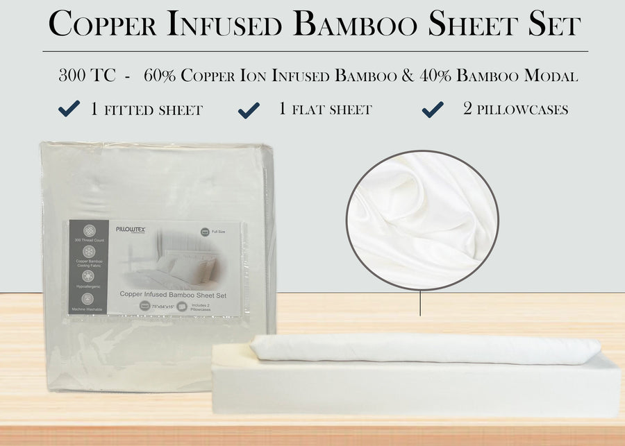 Pillowtex Copper Infused Bamboo Sheet Set Antimicrobial, Cooling, an