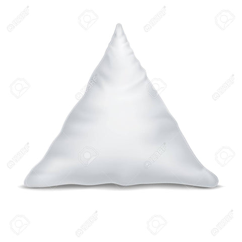 This stock photo features a white Down Etc. Decorative Pillow Insert | Triangle on a white background.