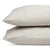 Two stacked off-white pillows with a smooth finish, having a soft and comfortable appearance, are set against a pure white background, complemented by 300 thread count Delilah Home organic cotton sheets.