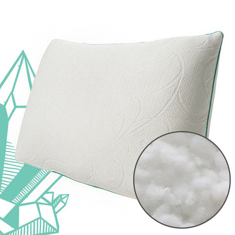 A Protect-A-Bed Crystal Tencel Cooling Pillow, made from a memory foam blend, with a crystal on it.