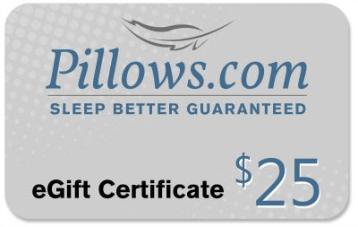 pillowsdotcom offers a $25 electronic gift certificate code for a guaranteed better sleep.
