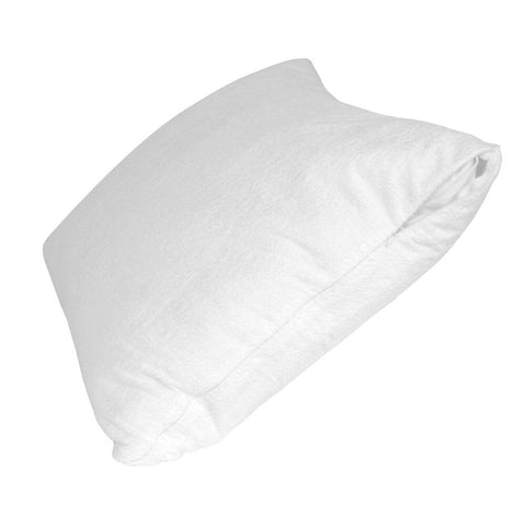 A Protect-A-Bed Premium Pillow Protector with dust mite resistant properties on a white background.