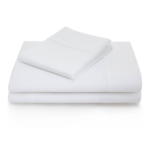 Luxurious Malouf 600 TC Cotton Blend Pillowcase Set in a crisp white color. Experience the softness and breathability of this high TC cotton blend. The set includes pillowcases for a complete bedding upgrade.