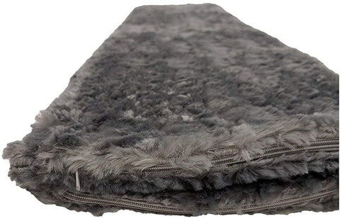 A pile of gray fur on a white background, resembling a Pillowtex Body Pillow Cover in Colorful Plush Faux Fur.