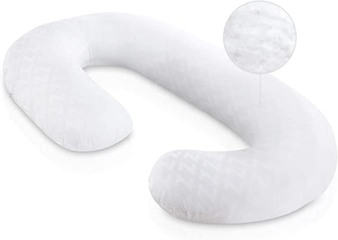 A comfortable Malouf Wrap Around pillow with a white cover.