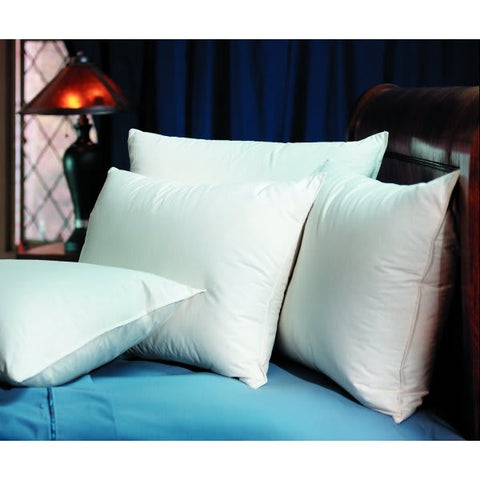 Three Restful Nights Renova™ Eco-Friendly white pillows providing support on top of a bed.
