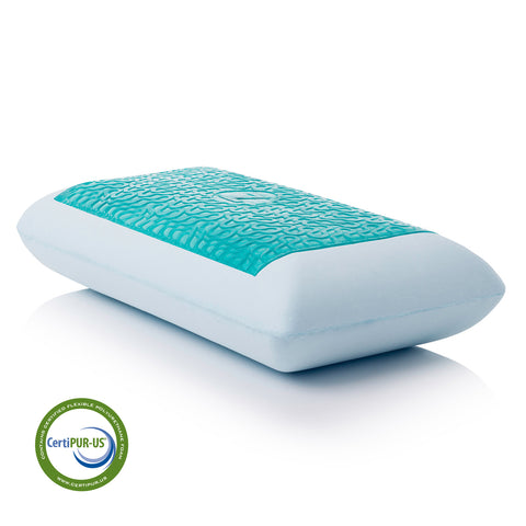 A Malouf Gel Dough + Z Gel pillow designed for cool nights sleep on a white background.