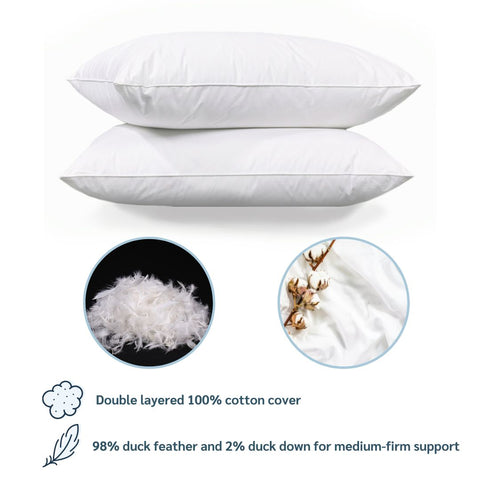 Double layered Pillowtex Hotel Feather and Down pillow cover for a luxurious hotel pillow experience.