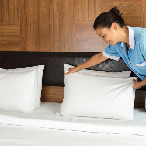 Pacific Coast® Down Surround® Pillow (retail version of Touch of Down pillow) featured at JW Marriott® Hotels s medium-soft firmness, Down and Feather pillow,  great for all sleep positions 