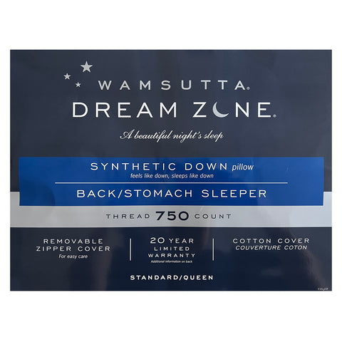 Supportive Carpenter Wamsutta Dream Zone Synthetic Down Pillow designed for back and stomach sleepers.