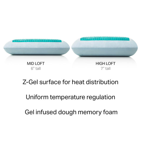 Experience cool nights sleep with this hypoallergenic Malouf Gel Dough + Z Gel memory foam pillow. Featuring Z surface for heat distribution and infused with Z Gel, this pillow is designed to provide maximum comfort and support.