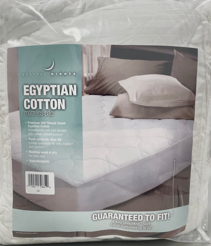 Protect your mattress with the Restful Nights Egyptian Cotton Mattress Pad. It is machine washable for easy care.