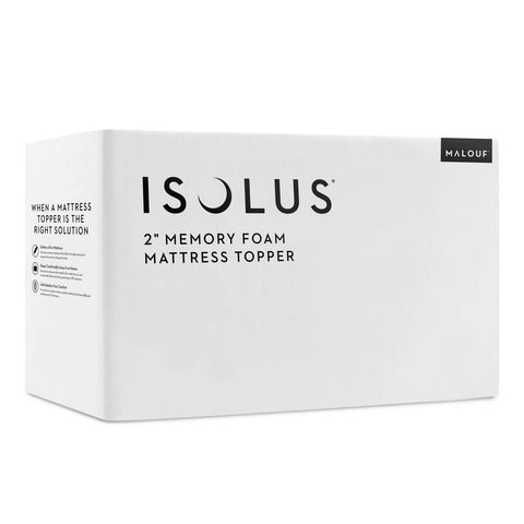 Enhance your sleep with the Malouf Isolus memory foam mattress topper. This supportive topper is made of high-quality memory foam for a comfortable night's rest.