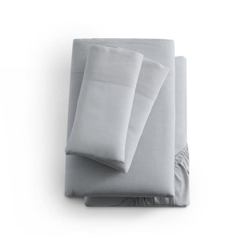 Malouf Linen-Weave Cotton Sheet Set in fog 