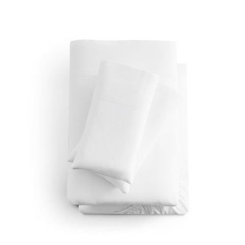 Malouf Linen-Weave Cotton Sheet Set in white 