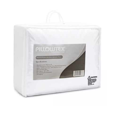 The Pillowtex Classic Weight Down Alternative Comforter/ Duvet is in a white bag on a white background.