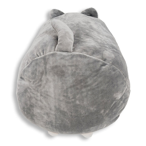 A Squishy Polyester Cat Snuggle Pillow featuring Pickles The Cat on a white background, perfect for children by Pillowtex.