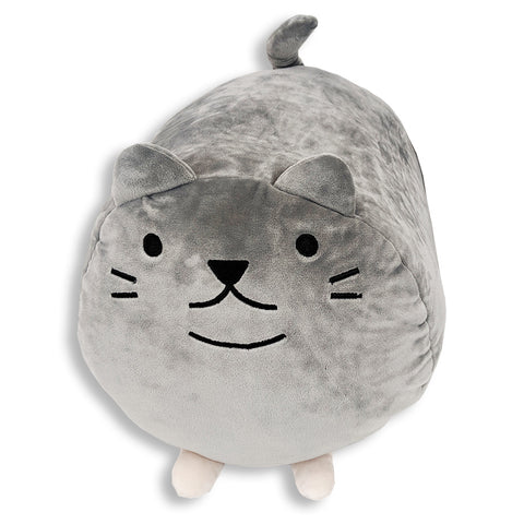 A Squishy Polyester Cat Snuggle Pillow in the Pickles The Cat style on a white background perfect for children by Pillowtex.