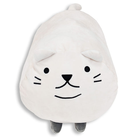 A children's Squishy Polyester Cat Snuggle Pillow featuring Pickles The Cat on a white background by Pillowtex.