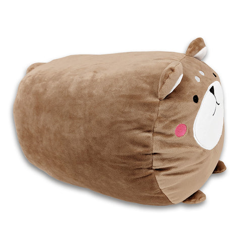 Bubba The Dog Huggable Squishy Plush Stuffed Animal Pillow For Adults And Kids Roll Cylindrical Brown Beige Fun Gift