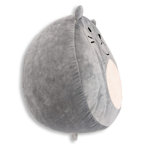 Purr-cilla The Cat Huggable Squishy Plush Stuffed Animal Pillow For Adults And Kids Round Pink Grey Gray Fun Gift