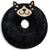 A Memory Foam Donut Dog Themed Pillow with a black cat face on it by Edith The Dog.