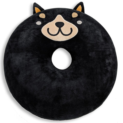 Edith The Dog Memory Foam Squishy Plush Donut Pillow With Ears Black Fun Gift Tailbone Pain Relieve Cushion For Office And School