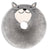 A Memory Foam Donut Cat Themed Pillow in grey with a cat face design for pain relief and memory foam comfort featuring Crunches The Cat by Pillowtex.