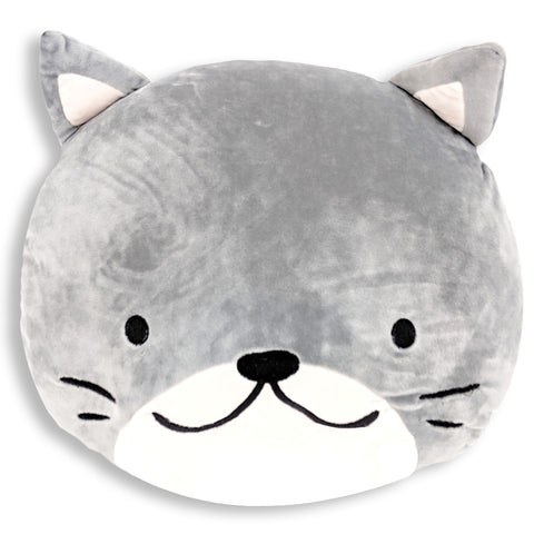 This Squishy Cat Face Pillow with Floppy Ears | Cornelius The Cat, perfect as a children's gift, is on a white background.