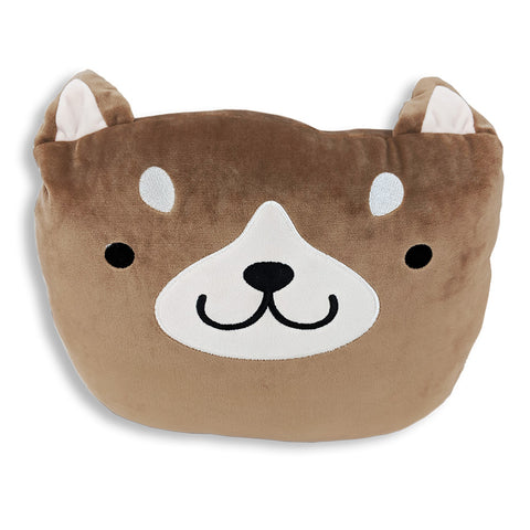 An adorable Squishy Dog Face Pillow with Floppy Ears in the shape of Cooper The Dog on a white background, perfect for children's gifts from Pillowtex.