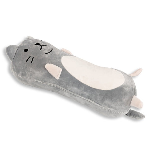 A high-quality construction, Marshmallow The Cat memory foam cat pillow resting on a white surface is perfect for children's gifts.