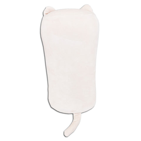 A Marshmallow The Cat memory foam cat-shaped pillow on a white background by Pillowtex.
