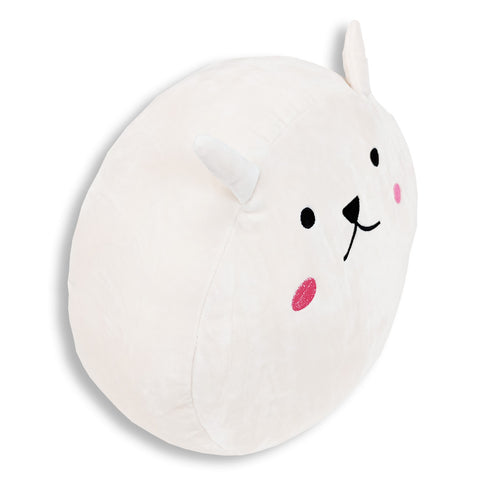 This high-quality Squishy Bunny Face Pillow with Floppy Ears | Snowball the Bunny features a pink face, making it a perfect gift for children.