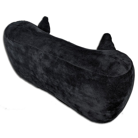 A dog-shaped black pillow made with memory foam for children's gifts: Memory Foam Dog Themed Pillow | Buster The Dog by Pillowtex.