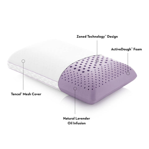 This Malouf Zoned ActiveDough + Lavender memory foam pillow is both comfortable and supportive, making it perfect for a restful night's sleep.