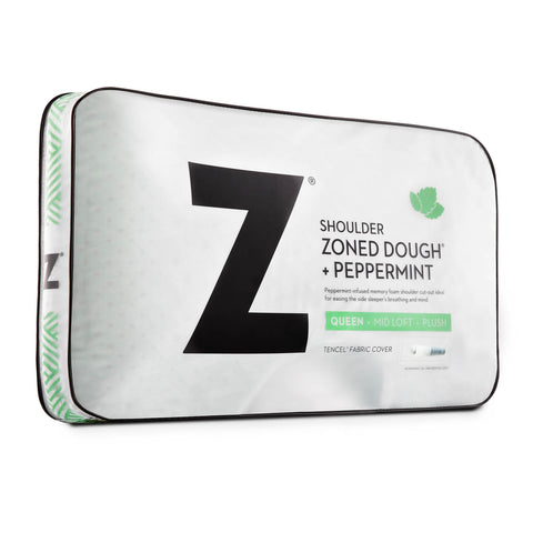 Malouf Shoulder Zoned Dough + Peppermint pillow perfect for side sleepers.