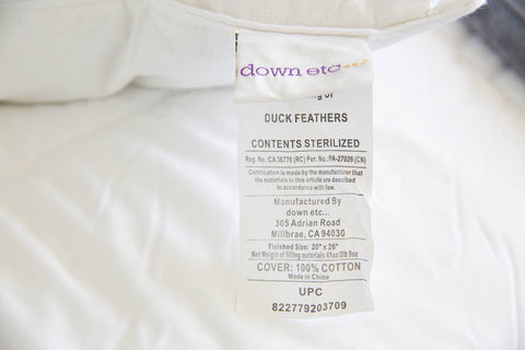 A Down Etc. Diamond Support Feather & Down Pillow | Medium-Firm labeled with support.