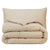 A beige Pillowtex Essential Bedding Package | All Season Comforter with Matching Pillows on a white background.