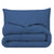 A blue Pillowtex Essential Bedding Package with a cozy pillow on top.