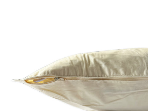 A beige Pillowtex Body Pillow Cover with a zipper on it.