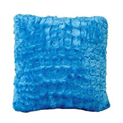 A blue Pillowtex Polyester pillow with a Pillowtex plush cover on a white background.