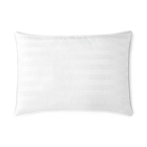 A Stearns & Foster Down Halo Pillow™ | 600 Fill Power with subtle stripe detailing, isolated on a white background, suggesting a minimalist and comfortable bedding accessory.