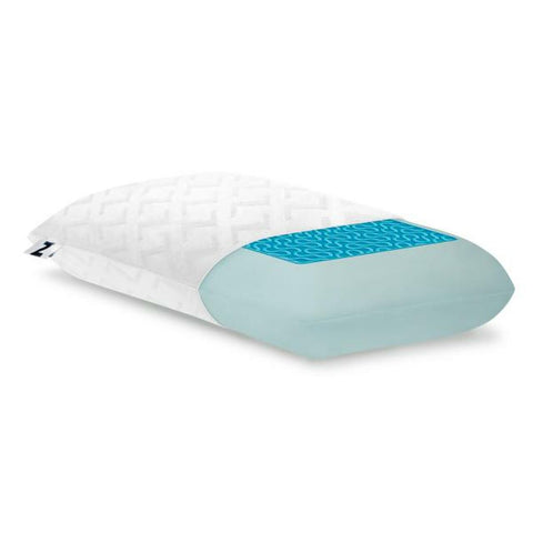 A pillow with a blue Gel Dough cover by Malouf.